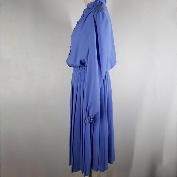 Vintage Jo Hanna York Polyester Ruffle Trimmed Dress 18 L Periwinkle Blue - Picture 4 of 15